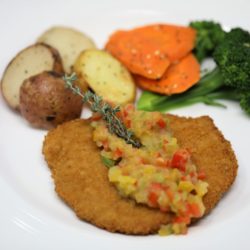 Breaded Veal with Sweet Apple Pepper Sauce
